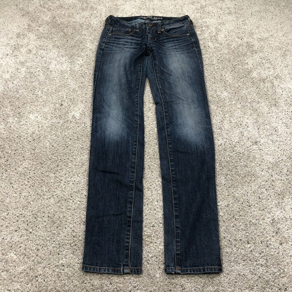 American Eagle Pants Womens 2 Blue Skinny Super Stretch Jeans AEO Ladies 28x33